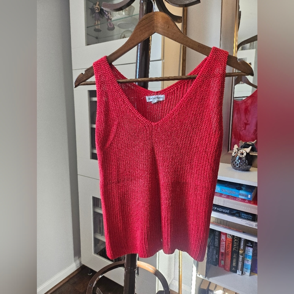 Newbury Kustom Red V-Neck Ribbed Tank Top